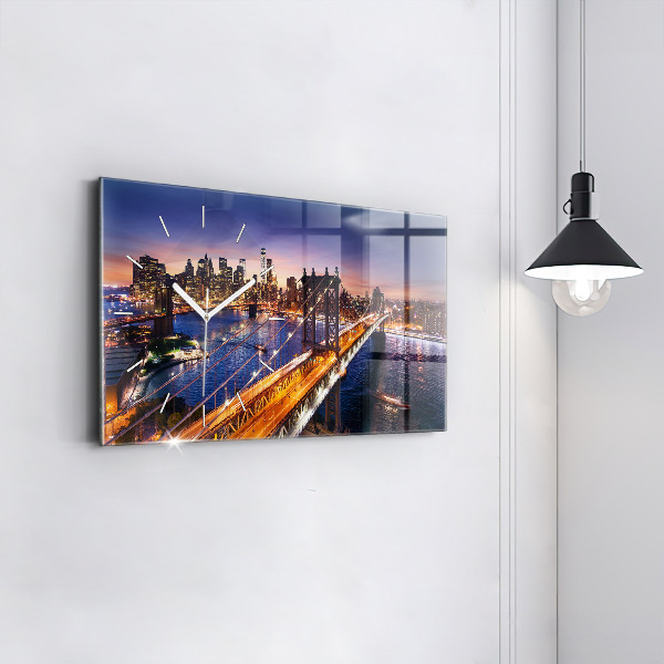 Horizontal wall clock New York and the sunset
