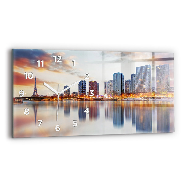 Horizontal wall clock Panorama with the Eiffel Tower