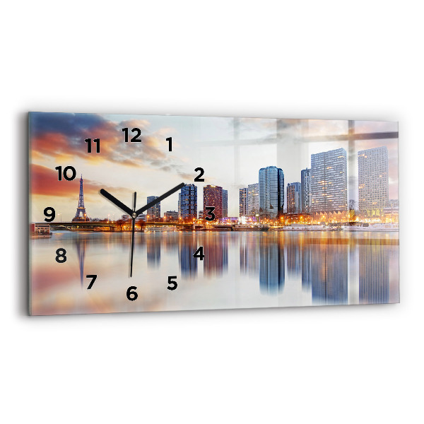 Horizontal wall clock Panorama with the Eiffel Tower
