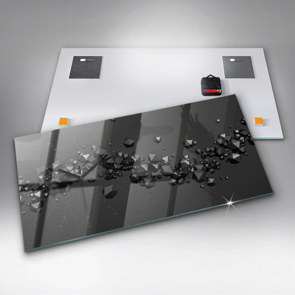 Horizontal wall clock Black abstraction