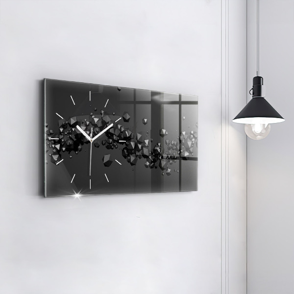 Horizontal wall clock Black abstraction