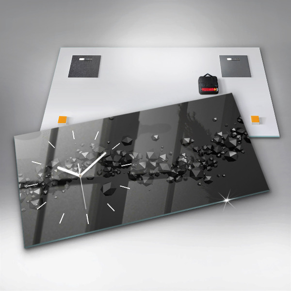 Horizontal wall clock Black abstraction