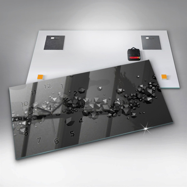 Horizontal wall clock Black abstraction