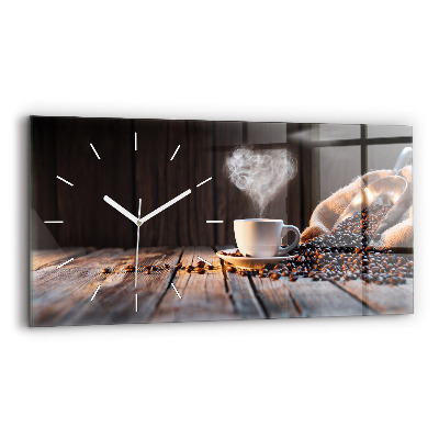 Horizontal wall clock A cup of coffee