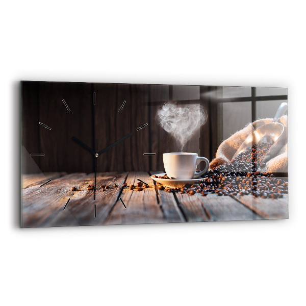 Horizontal wall clock A cup of coffee