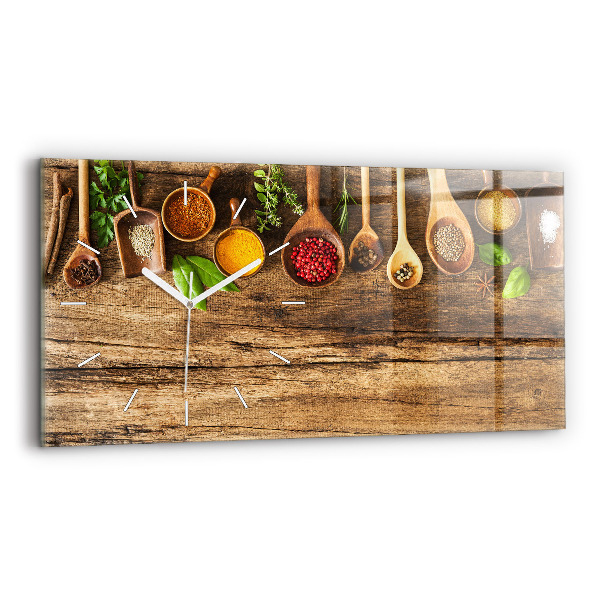 Horizontal wall clock Spoons of spices