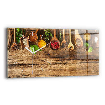 Horizontal wall clock Spoons of spices