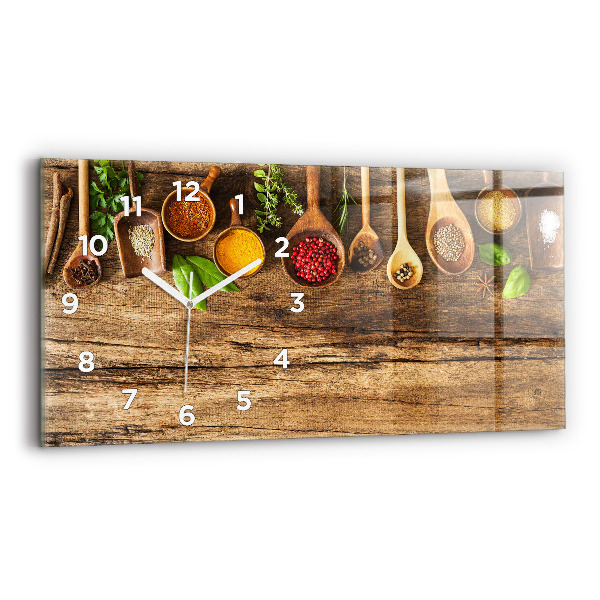 Horizontal wall clock Spoons of spices