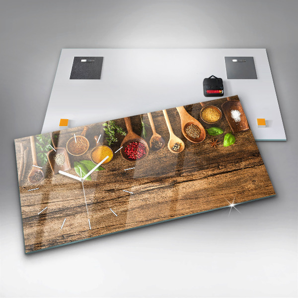 Horizontal wall clock Spoons of spices