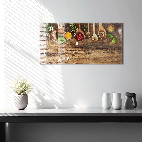 Horizontal wall clock Spoons of spices