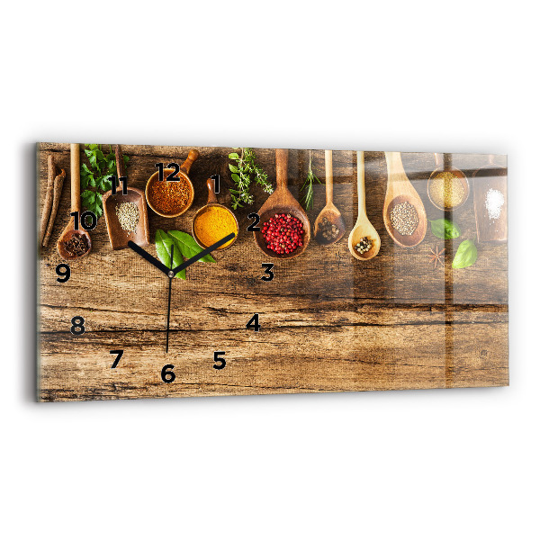 Horizontal wall clock Spoons of spices