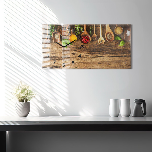 Horizontal wall clock Spoons of spices