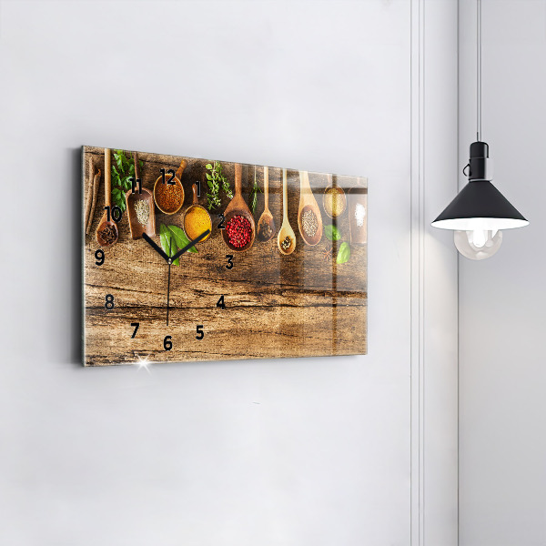 Horizontal wall clock Spoons of spices