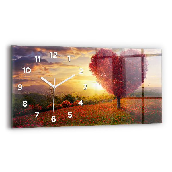 Horizontal wall clock Love Heart Tree