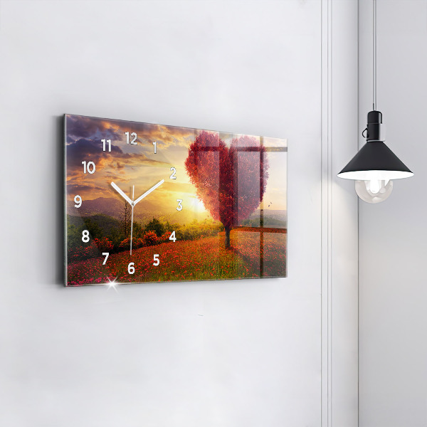 Horizontal wall clock Love Heart Tree