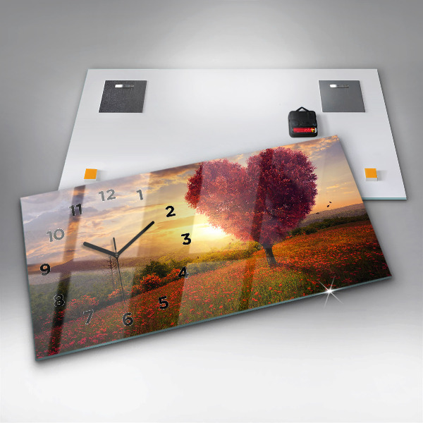 Horizontal wall clock Love Heart Tree