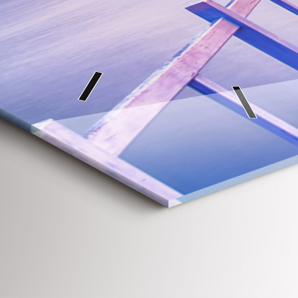 Horizontal wall clock The bridge in the port in the evening