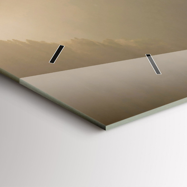 Horizontal wall clock A tree in the mountains