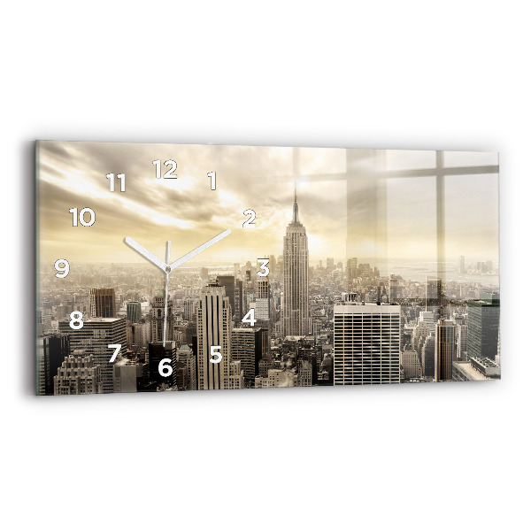Horizontal wall clock New York Towers