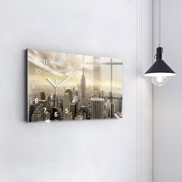 Horizontal wall clock New York Towers