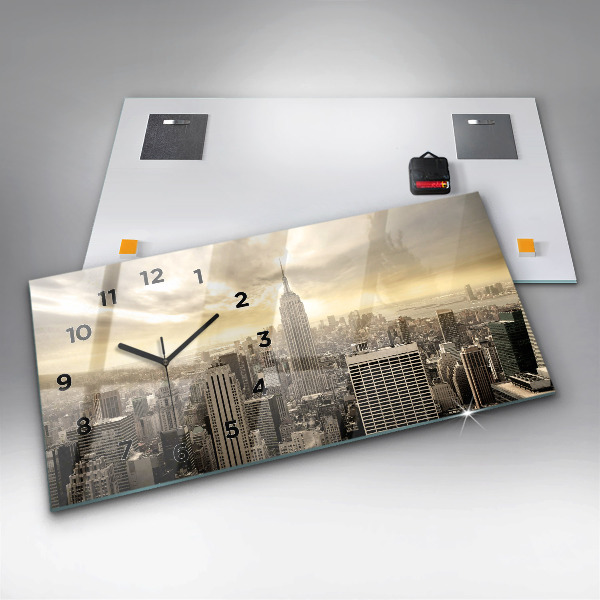 Horizontal wall clock New York Towers