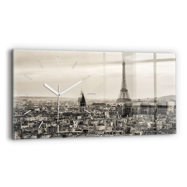 Horizontal wall clock Landscape panorama of Paris