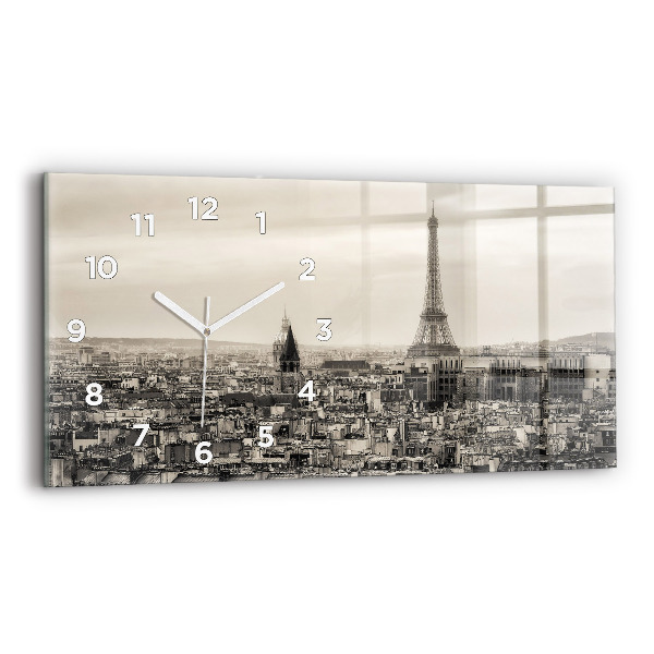 Horizontal wall clock Landscape panorama of Paris