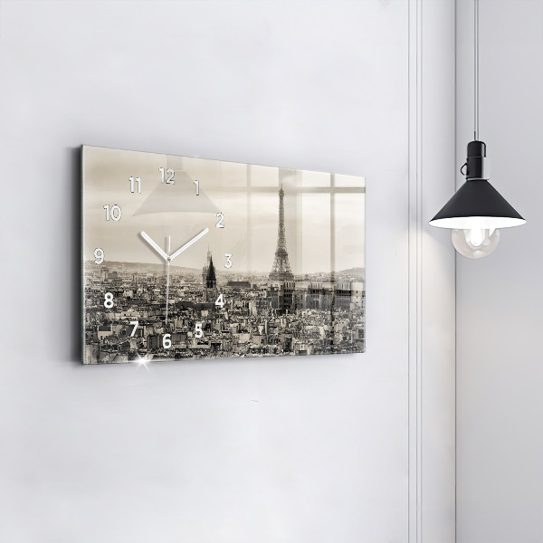 Horizontal wall clock Landscape panorama of Paris