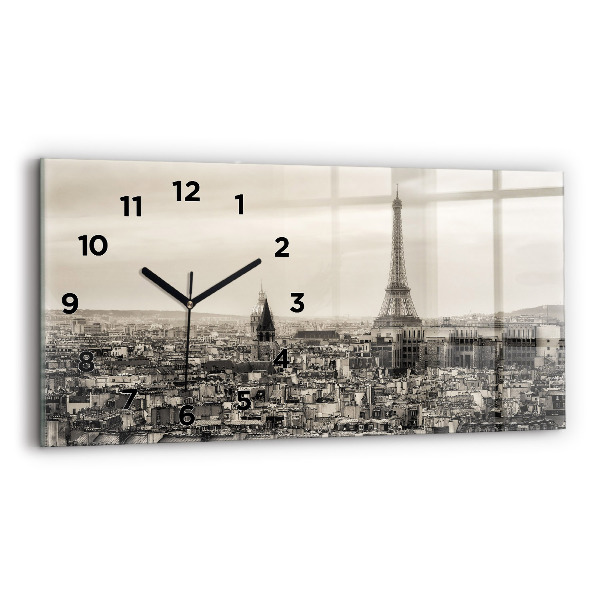 Horizontal wall clock Landscape panorama of Paris