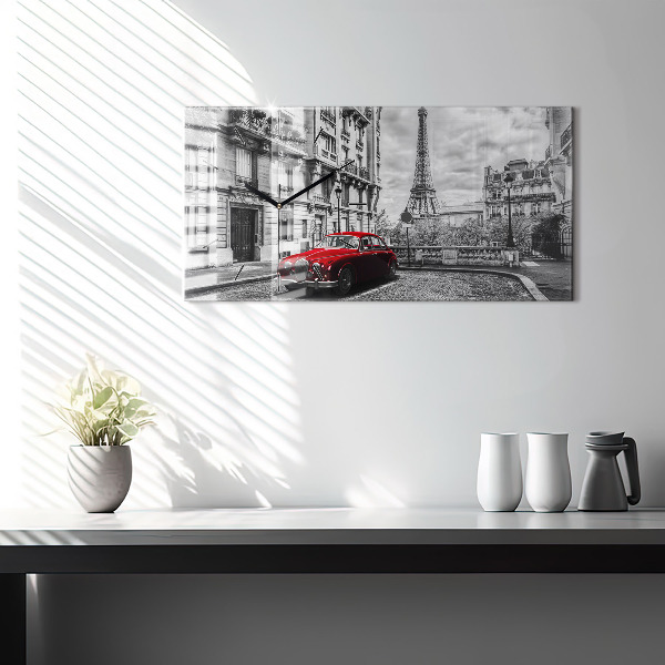 Horizontal wall clock Old car city