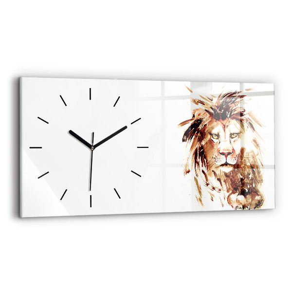 Horizontal wall clock Illustration of a brown lion