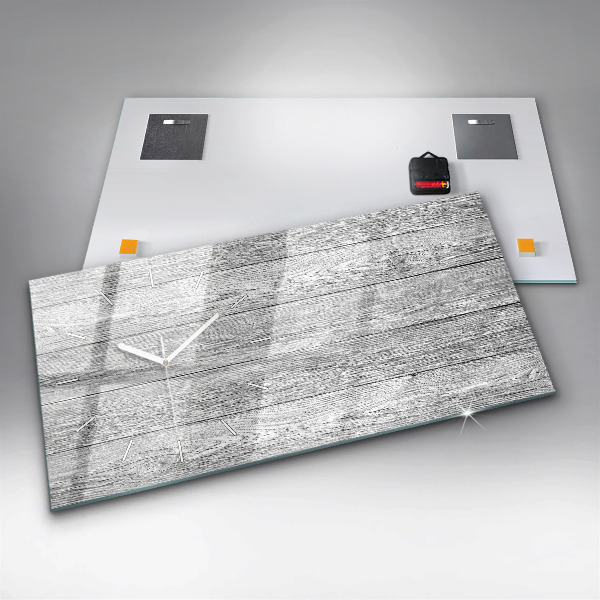 Horizontal wall clock Wooden panels