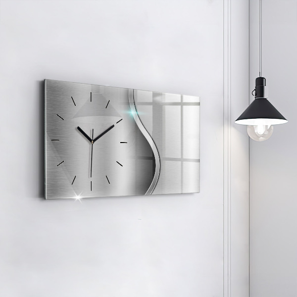 Horizontal wall clock Gray metal abstraction