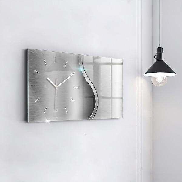 Horizontal wall clock Gray metal abstraction
