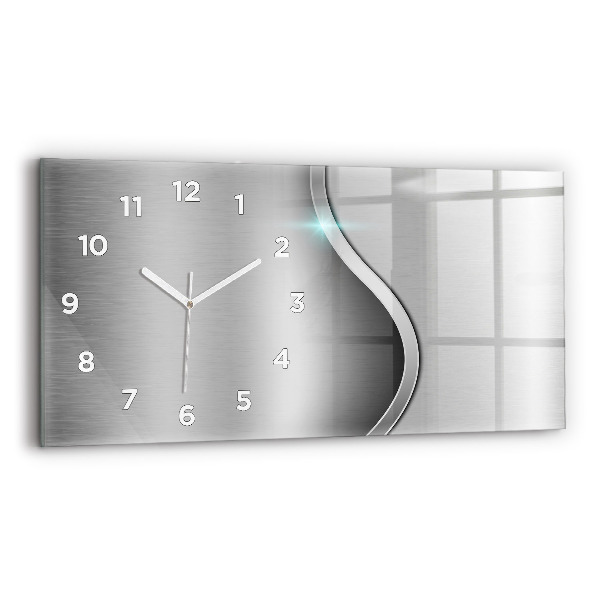 Horizontal wall clock Gray metal abstraction