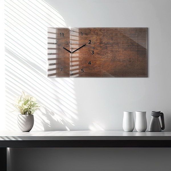 Horizontal wall clock Old wood