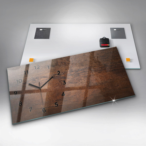 Horizontal wall clock Old wood