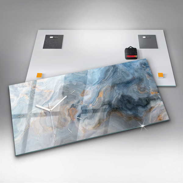 Horizontal wall clock Marble pattern