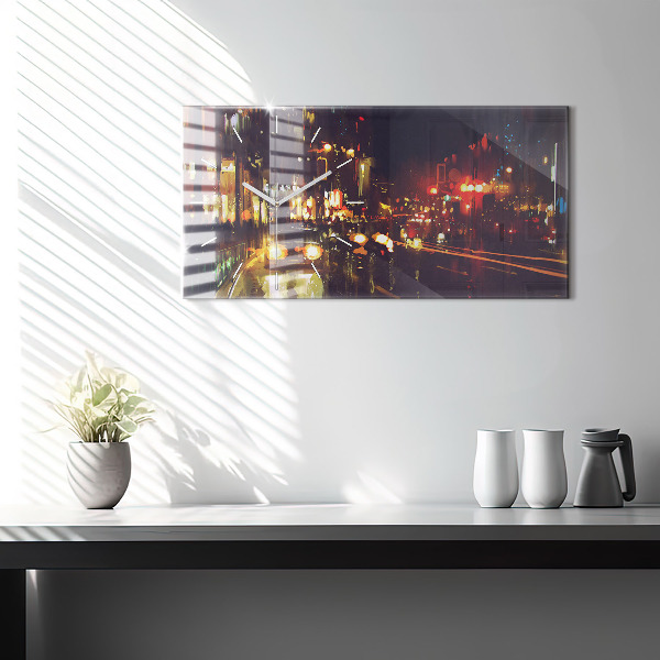 Horizontal wall clock Painted city