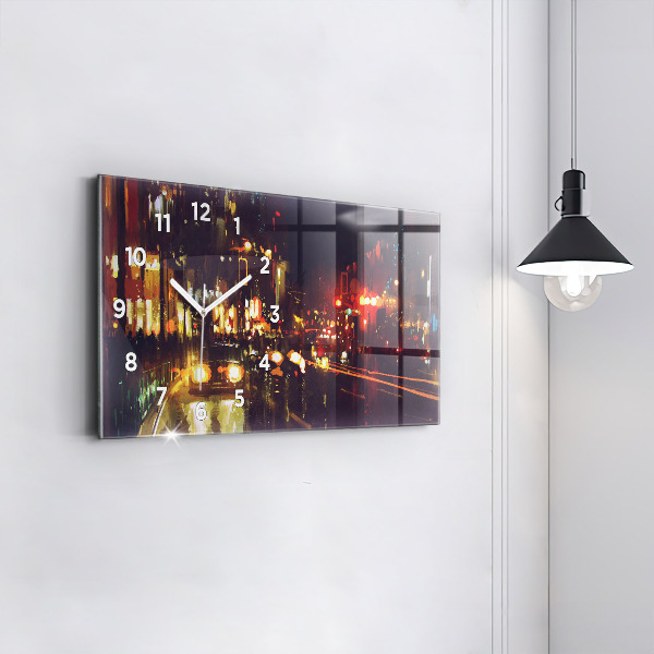 Horizontal wall clock Painted city