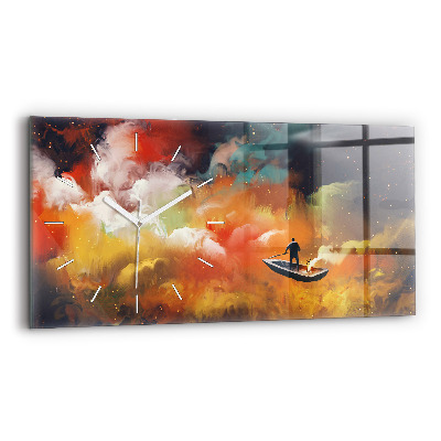 Horizontal wall clock Abstract painting
