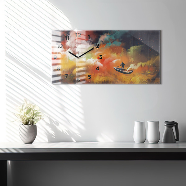 Horizontal wall clock Abstract painting