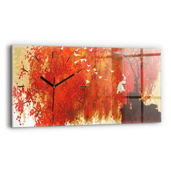 Horizontal wall clock Bride in autumn