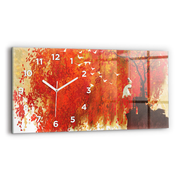 Horizontal wall clock Bride in autumn
