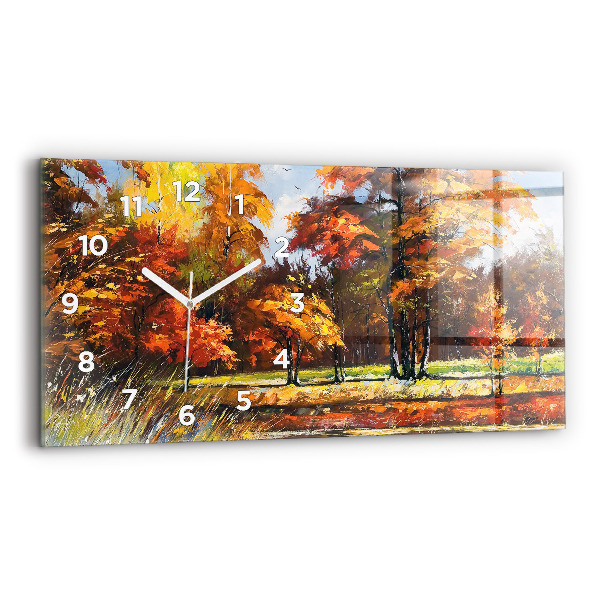 Horizontal wall clock Autumn landscape with a river