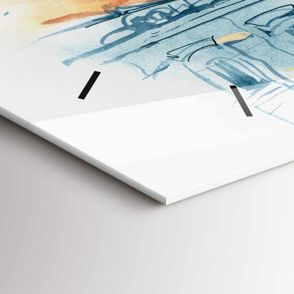 Horizontal wall clock People in watercolor