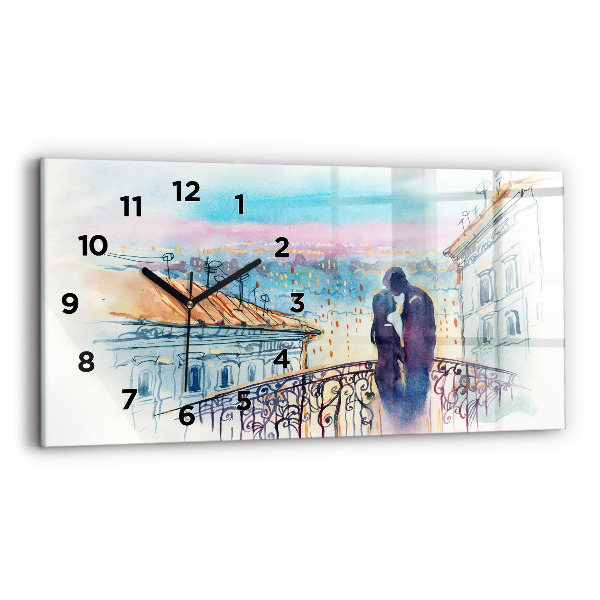 Horizontal wall clock People in watercolor
