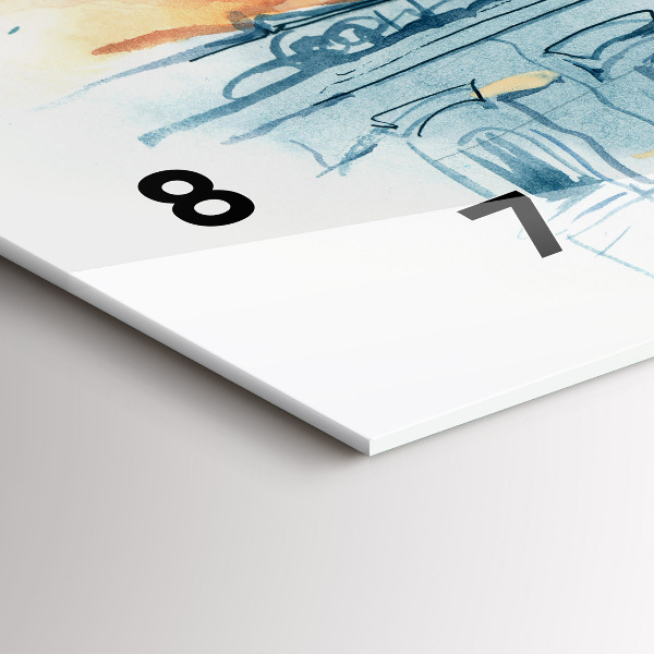 Horizontal wall clock People in watercolor