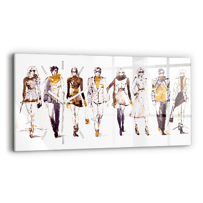 Horizontal wall clock Woman and man