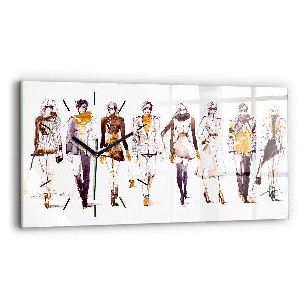 Horizontal wall clock Woman and man